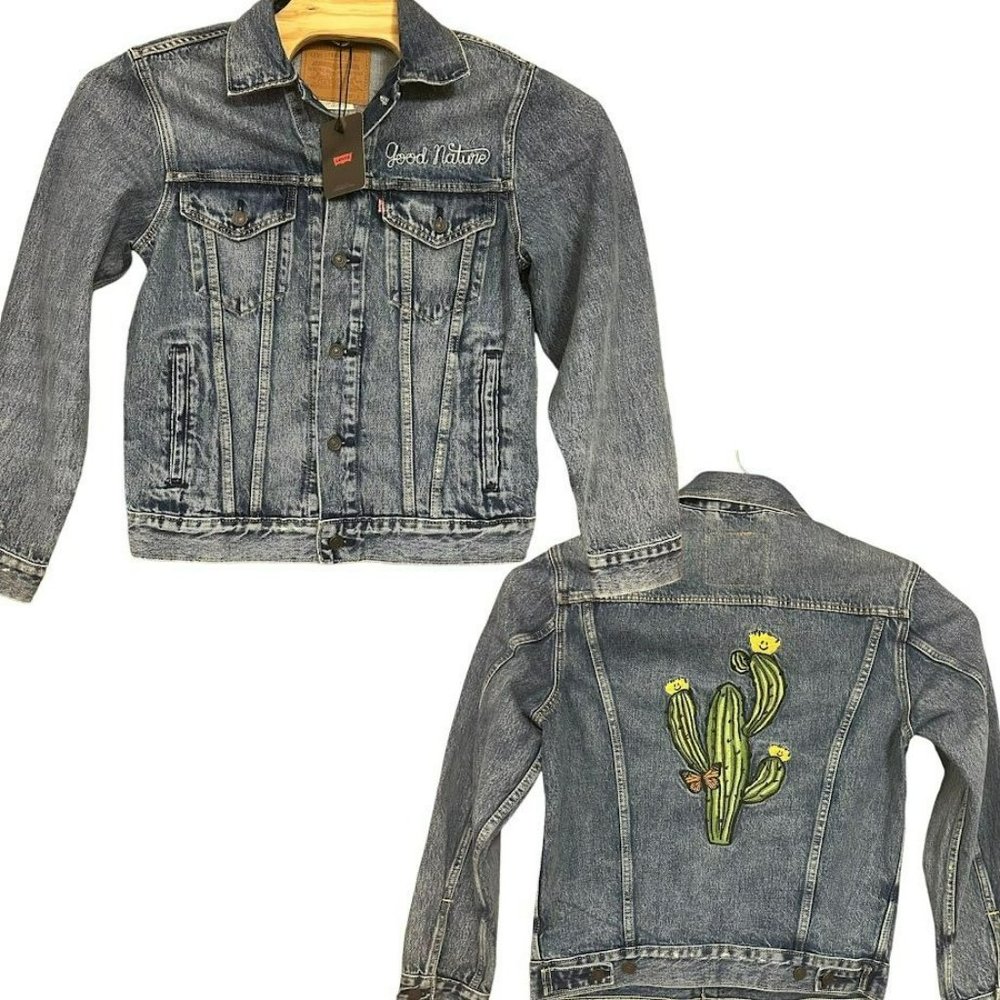 Levi's Blue Denim Jacket with Cactus Embroidery